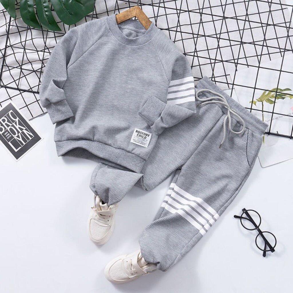 Bộ Thu Đông Cho Bé, Bộ dài tay bé trai 3 Vạch Chất Nỉ Da Cá Cho Bé từ 7-27kg BINBON KIDS
