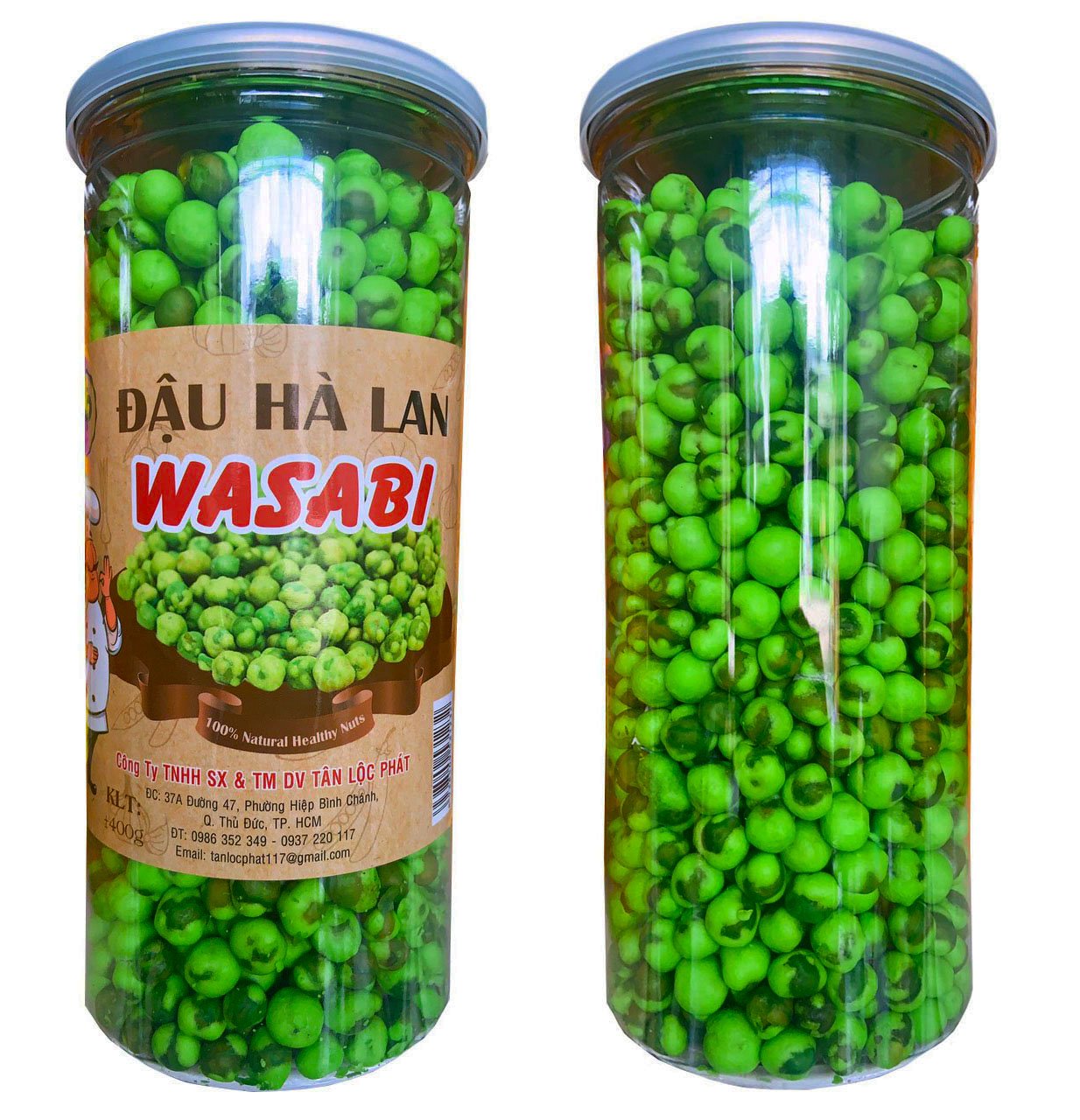 COMBO 2 HŨ ĐẬU HÀ LAN WASABI THƠM NGON GIÒN BÉO THƯƠNG HIỆU TÂN LỘC PHÁT - MỖI HỘP 450G