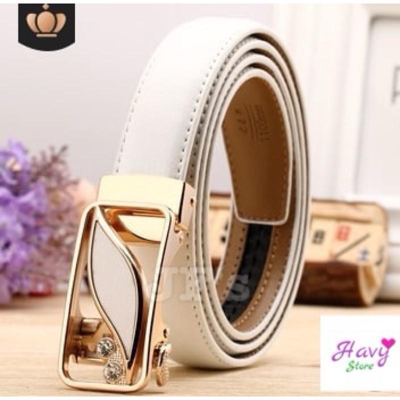 Thắt lưng da nữ khoá tự động hình lá, dây nịt lưng cao cấp thời trang nữ HAVY7788 50
