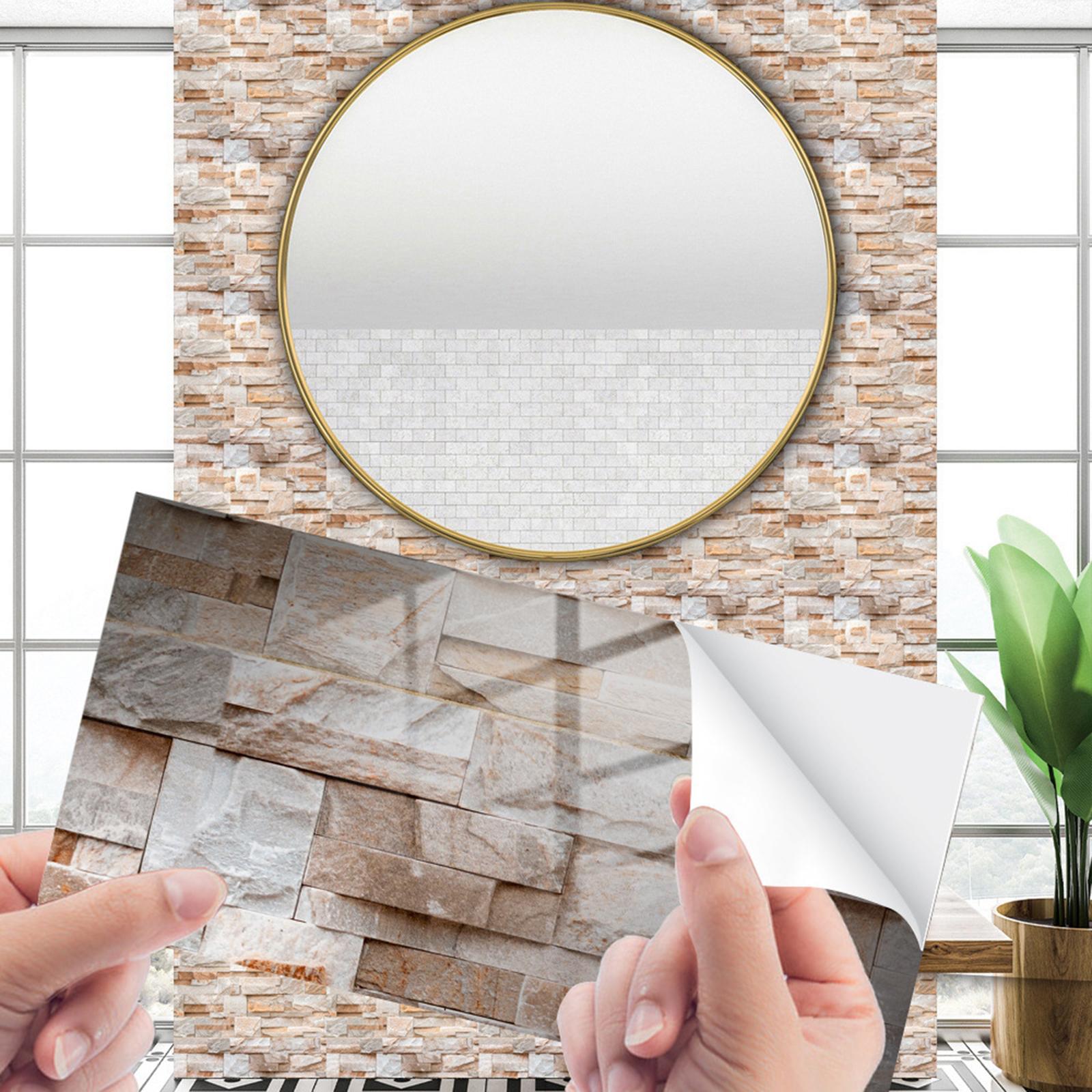 4Pcs 3D Brick Wallpaper  Wall Stickers Waterproof Self Paste Decorative Wall Decal Wall Panels for Furniture Laundry Dining Room
