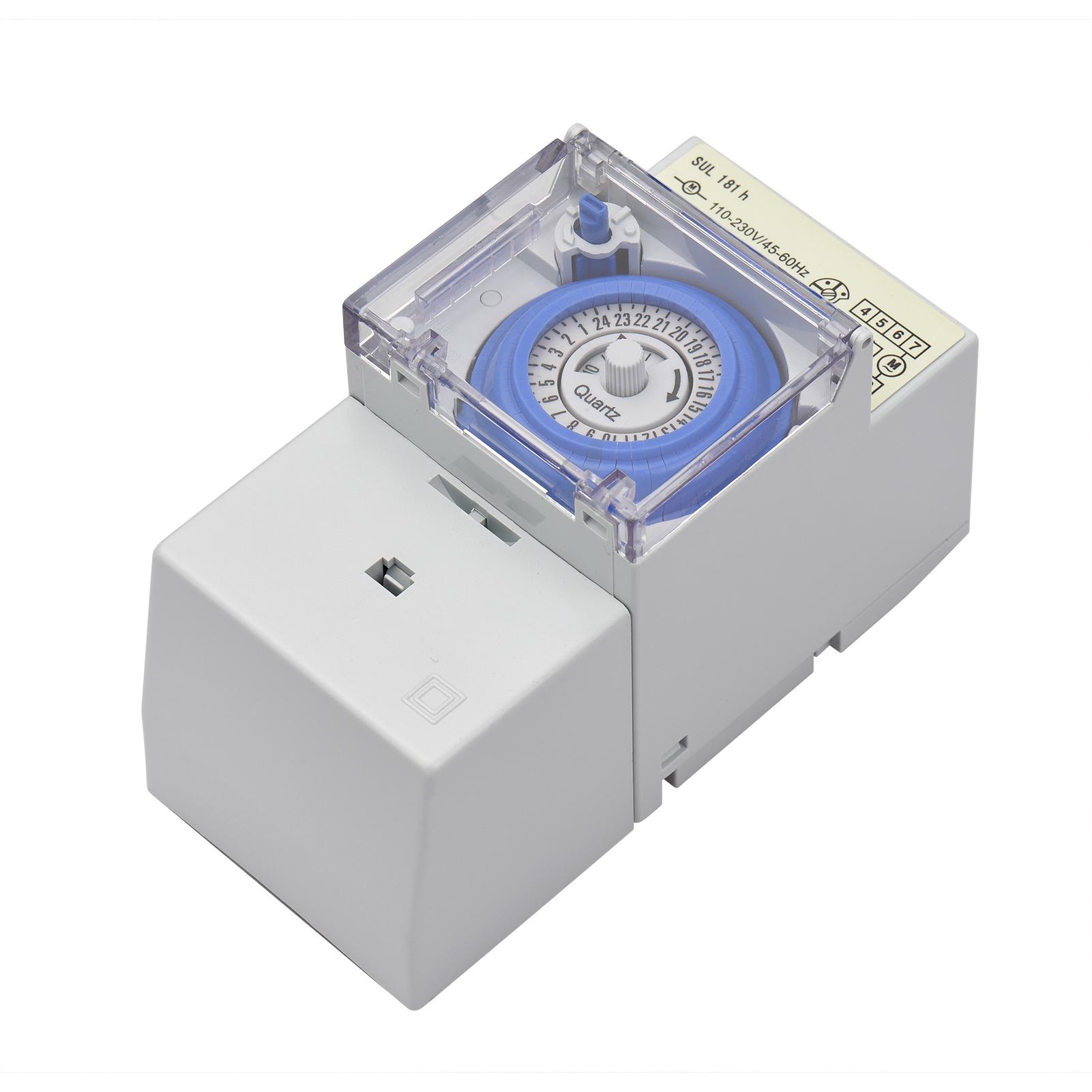 Mechanical 24 Hours Timer Switch AC 110-230V 30 Minutes Interval 48 Times ON/ OFF Programmable Electrical Timer DIN Rail Installation Relay Switch