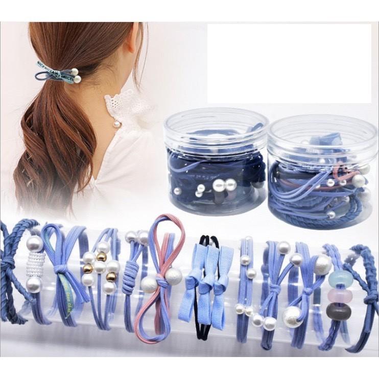 Combo 12 Dây Thun Cột Tóc Phong Cách Hàn Quốc Cao Cấp - Dây Chun Buộc Tóc Cao Cấp