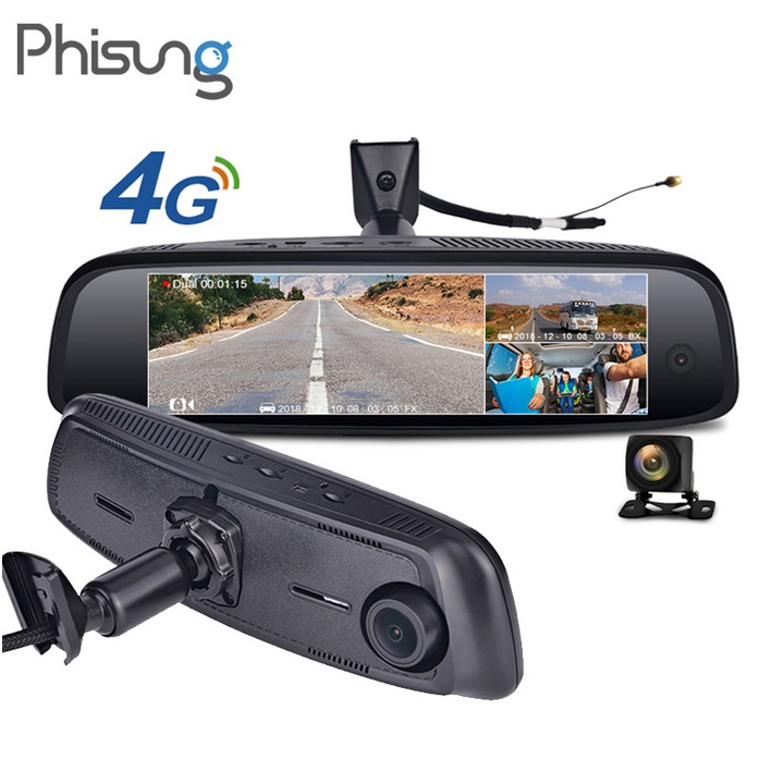 Camera hành trình cao cấp Phisung E09-3 tích hợp 3 camera, 4G, Android, Wifi - Hàng Chính Hãng