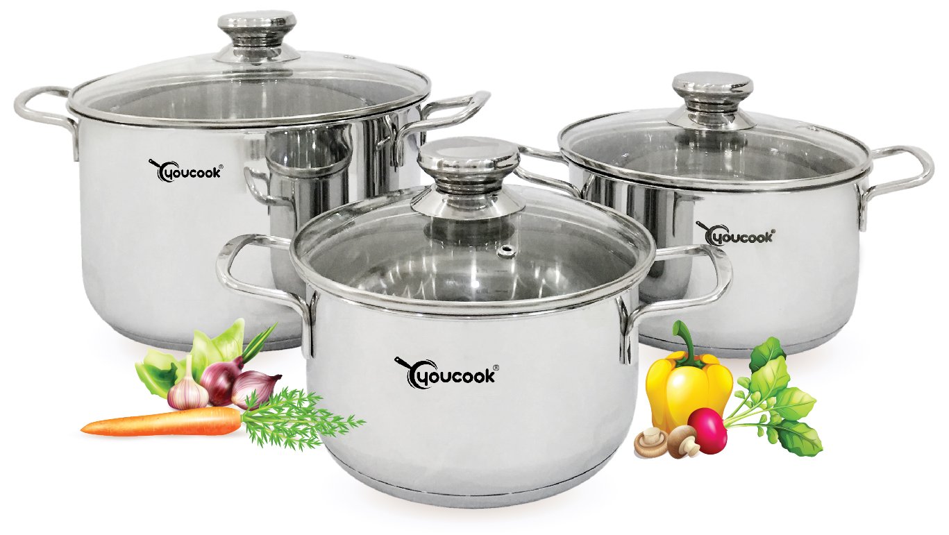 Bộ Nồi Inox You Cook 3 Đáy Thân Bầu  18-20-24cm