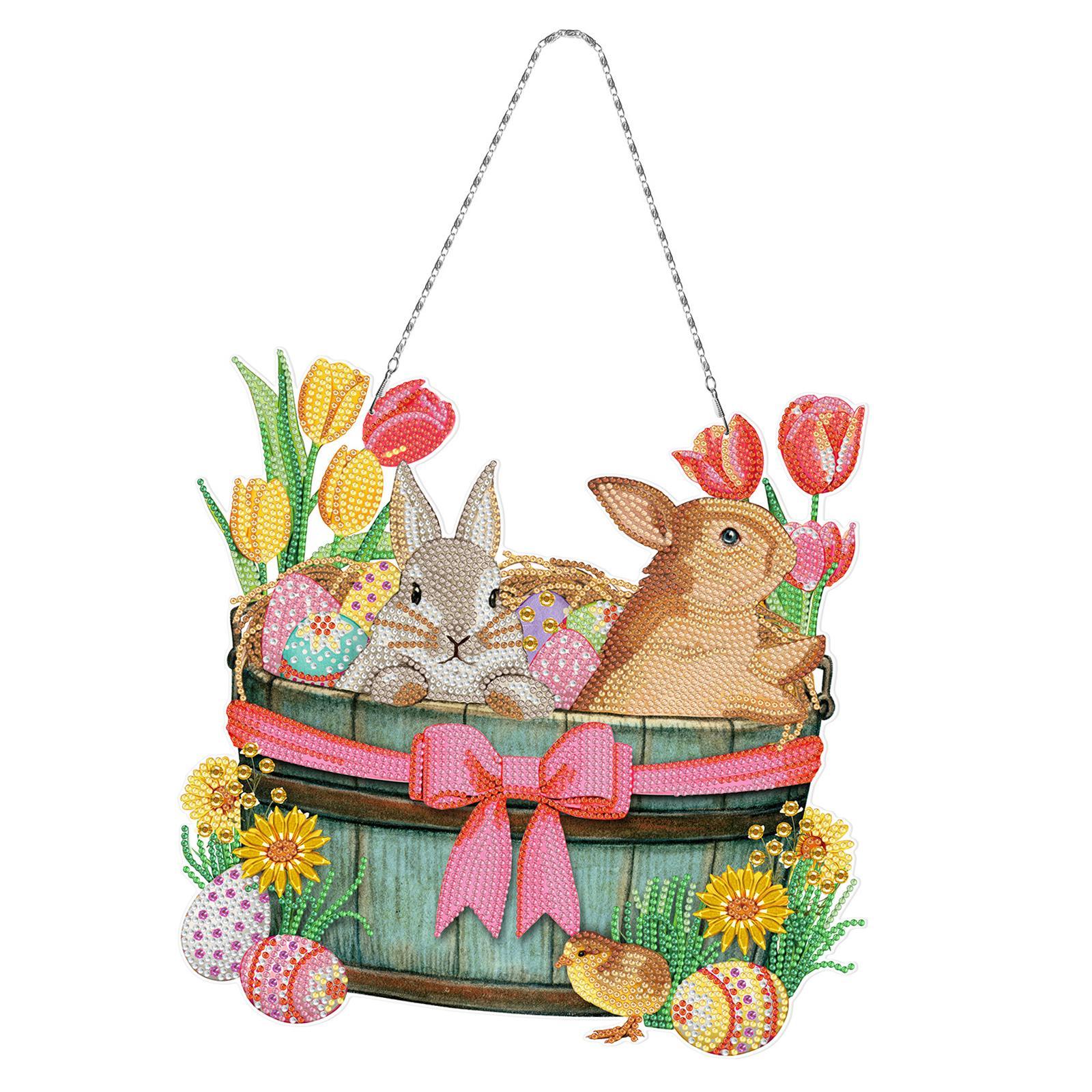 5D Diamond Paint Easter Bunny Hanging Ornament Window Decoration