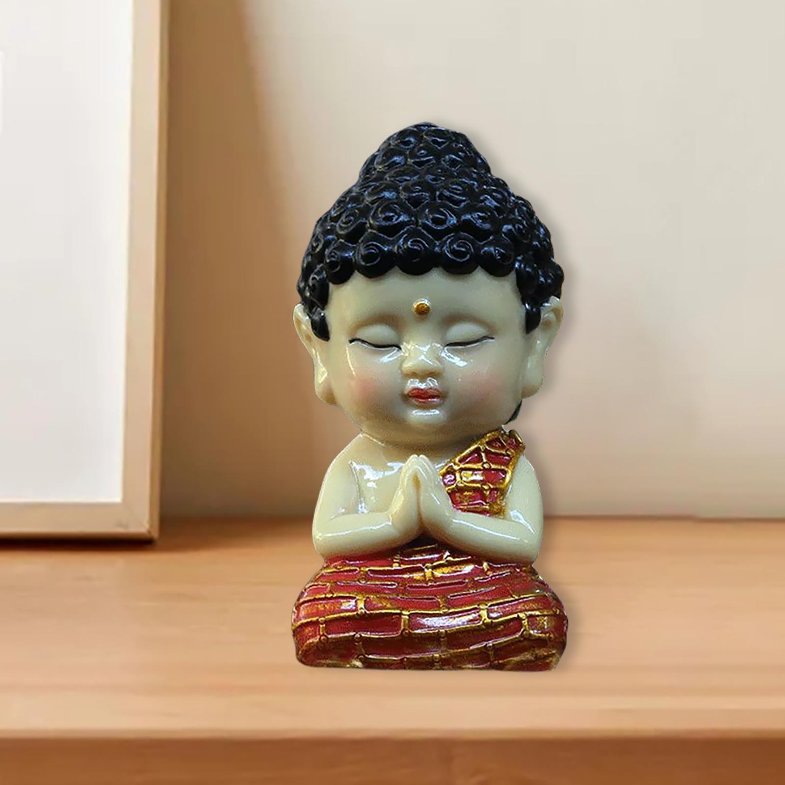 Adorable Sitting Buddha Figurine Tabletop Zen Mini Buddha Statue Home Decor