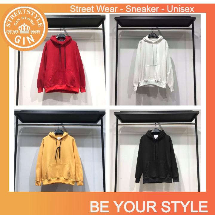 ÁO HOODIE NỈ TRƠN BASIC ĐỦ MÀU UNISEX - GIN STORE