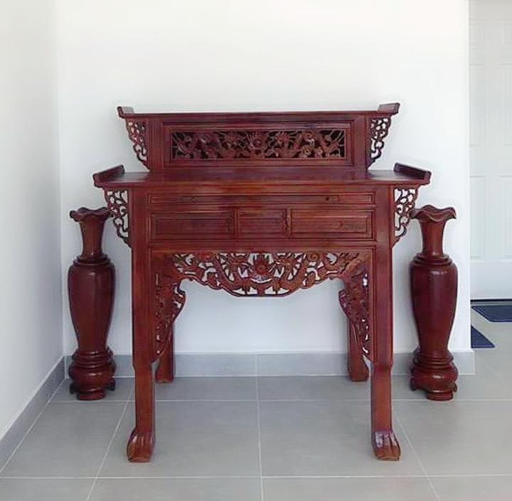 Bàn Thờ Gia tiên 2 Tầng Gỗ tràm ,BÀN cúng gỗ