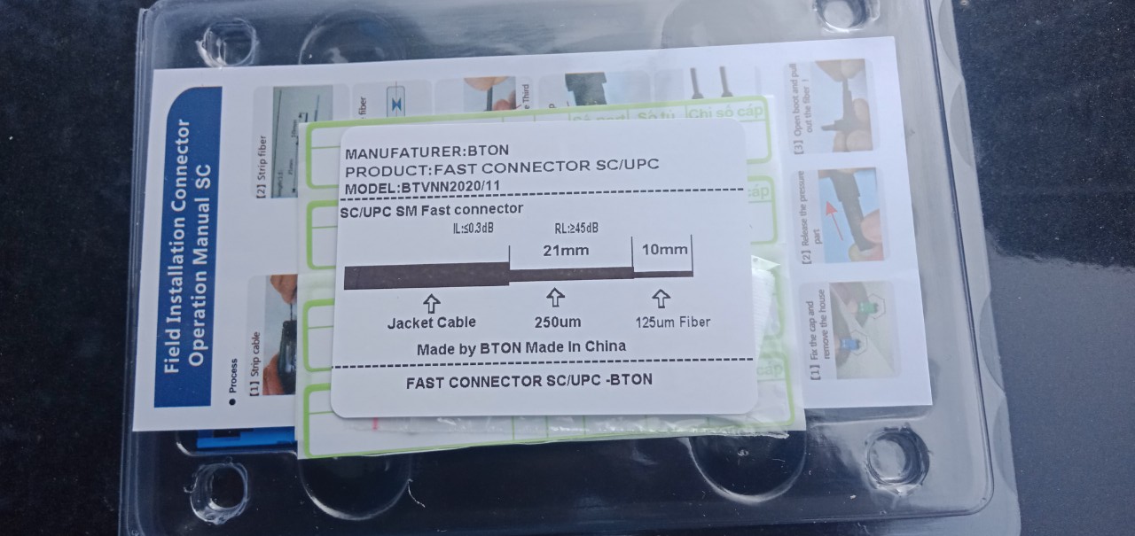 Combo 10 đầu Fast connector SC/UPC single mode, hãng BTON, hàng chính hãng