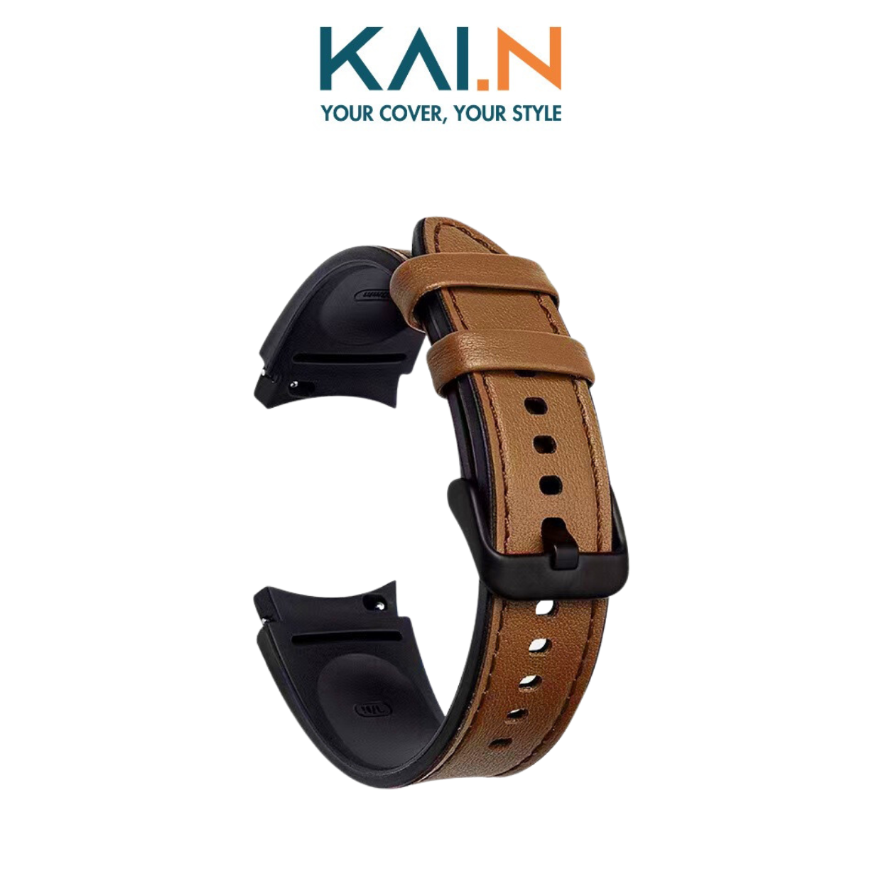 Dây Da Silicone Chống Nước Dành Cho Samsung Galaxy Watch 4/ Galaxy Watch 5/ Watch 5 Pro, Kai.N Classic Hybrid Leather - Hàng Chính Hãng