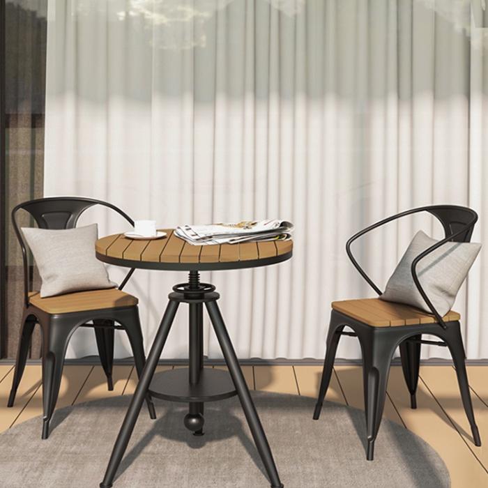 Bộ bàn ghế ban công ngoài trời Rirobik gồm bàn cafe và 2 ghế khung kim loại trang trí phòng khách ban công