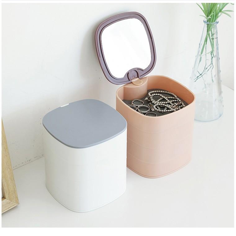 Hộp để đồ trang sức xoay được 360° bằng nhựa BS Cứng Cáp, Nhiều Màu