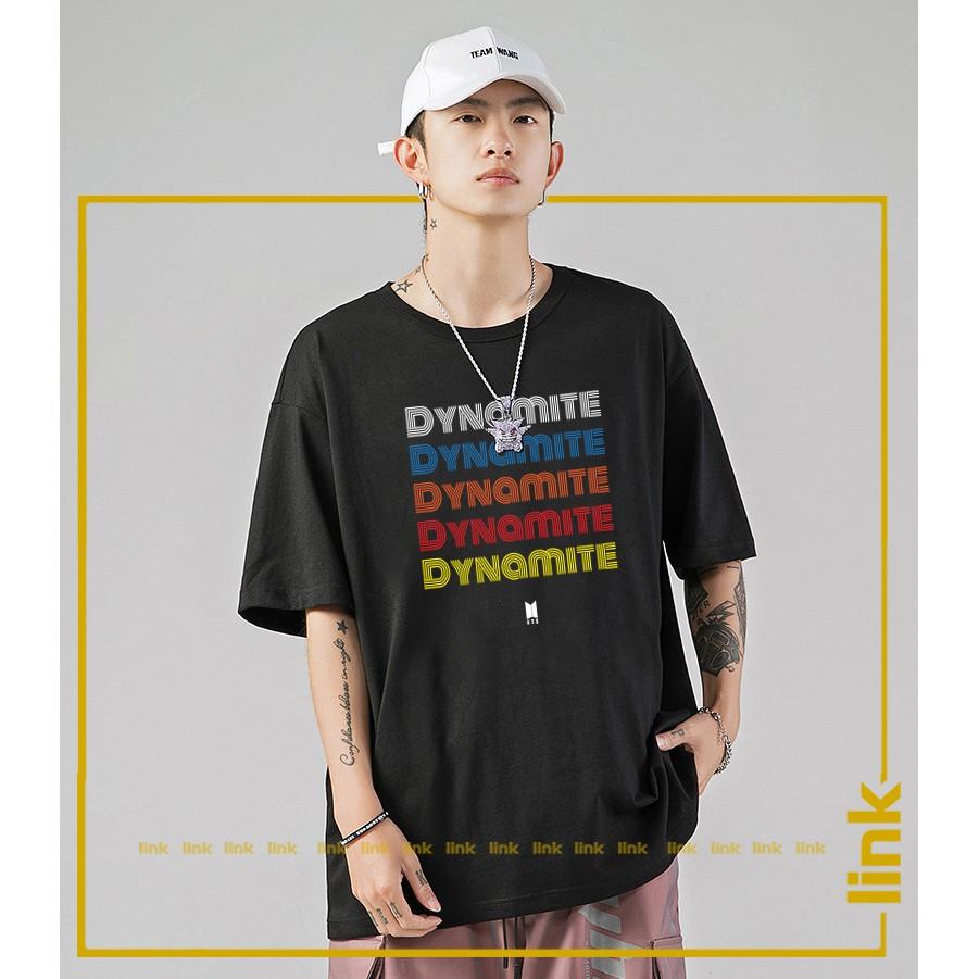 Áo thun tay lỡ DYNAMITE BTS trước ngực UNISEX