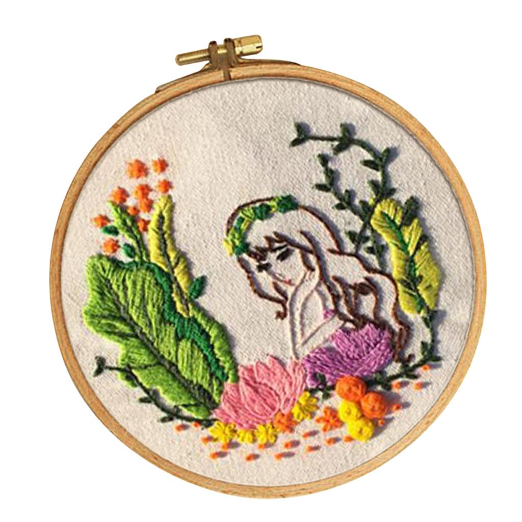 DIY Ribbon Embroidery Set with Frame for Beginner Cross Stitch Arts Crafts