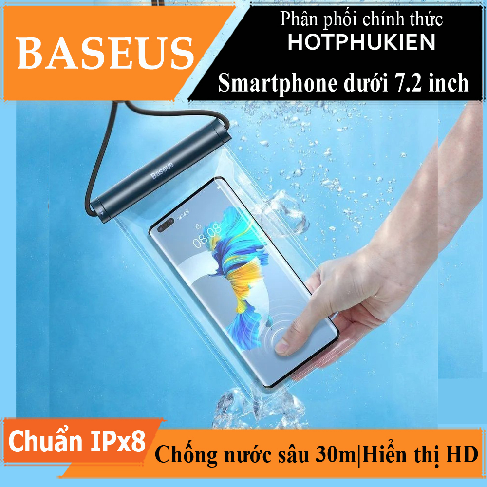 Túi chống nước waterproof cao cấp cho điện thoại 7.2 inch trở xuống chuẩn chống nước IPx8 hiệu Baseus Cylinder Slide-cover không ảnh hưởng chất lượng ảnh chụp quay video của camera - hàng nhập khẩu