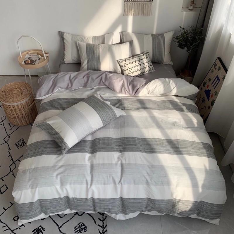 Bộ Chăn Ga Côtton Living 100%cotton Hàng Nhập Khẩu Cao Cấp 4 Món Hiện Đại