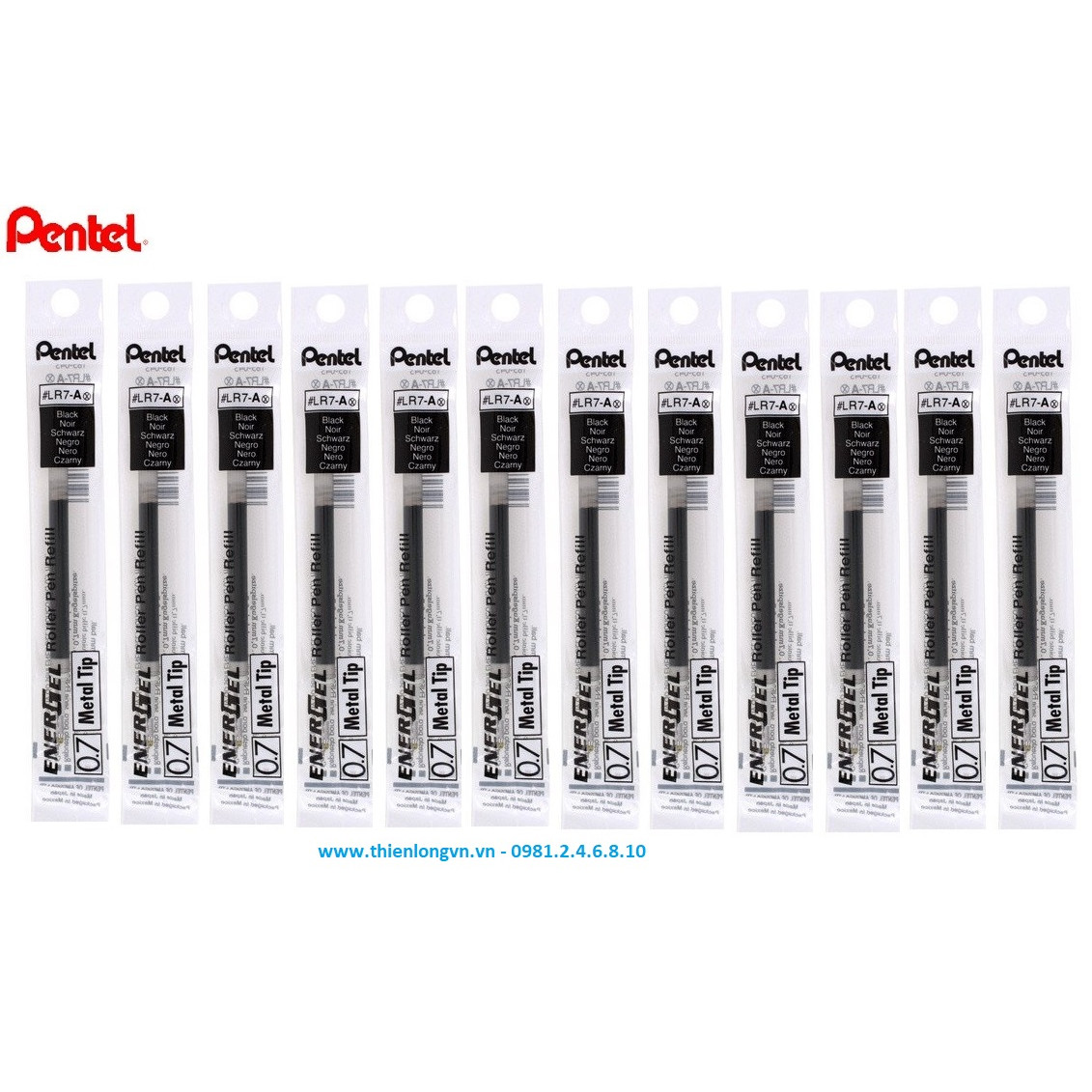 Hộp 12 Ruột bút nước energel Pentel LR7 màu đen 0.7mm