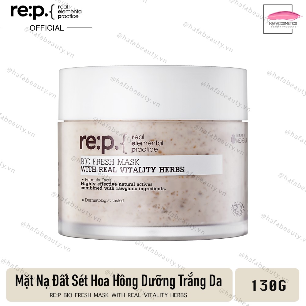 Mặt Nạ Đất Sét Hoa Hồng Dưỡng Trắng, Làm Đều Màu Da RE:P Bio Fresh Mask With Real Vitality Herbs 130g + Tặng 1 Băng Đô Tai Mèo