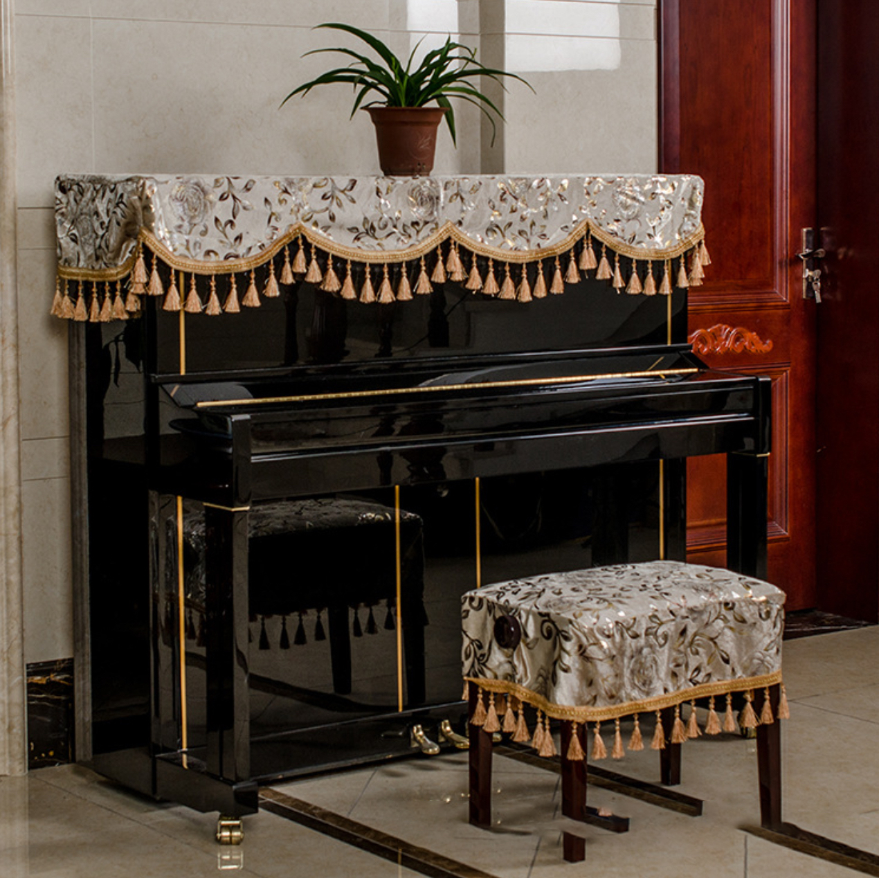 Khăn phủ đàn piano cơ đàn piano điện tử 88 phím phong cách Châu Âu cổ điển sang trọng chống bụi chống xước