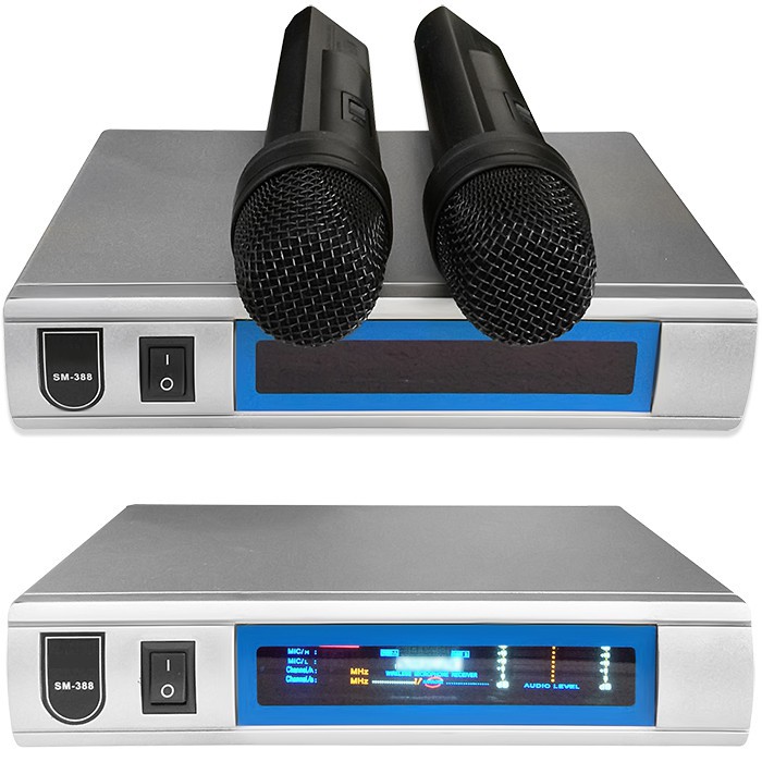 BỘ 2 MICRO VÀ ĐẦU THU KARAOKE KHÔNG DÂY SM-388