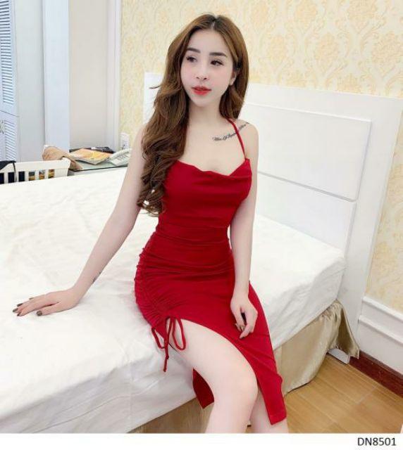 Đầm 2 dây rút nhúng sexy