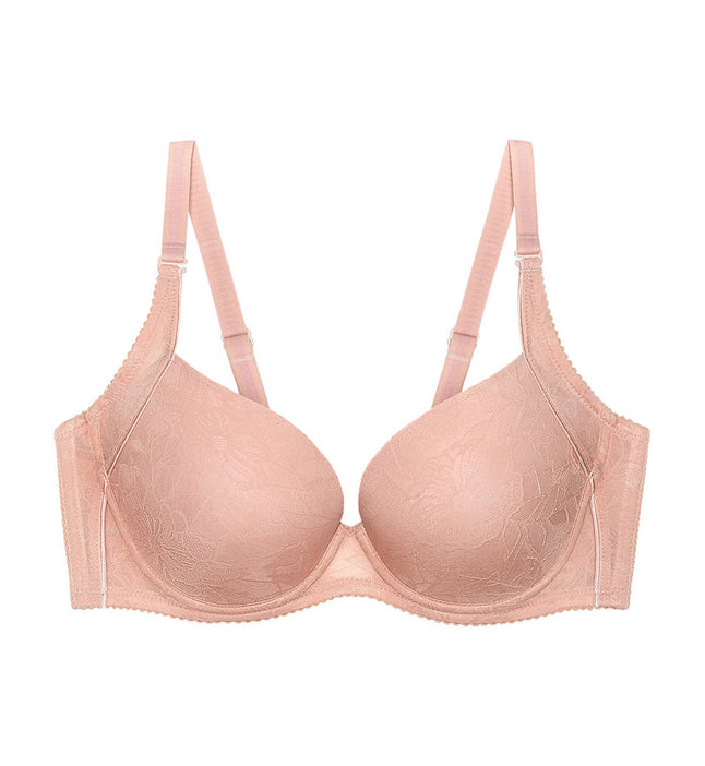 Áo lót nữ nâng ngực mút mỏng có gọng Triumph Pure Invisible Lace WHP E003401 vải gấm hoa, bản lưng to giúp nâng đẩy và định hình ngực tối đa