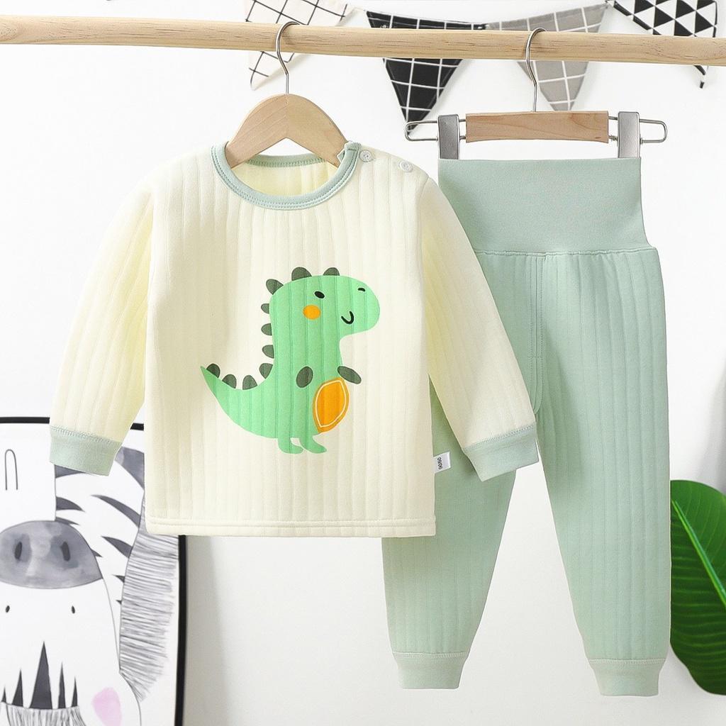 Bộ Chần Bông Ba Lớp Cạp Cao Mềm Mại Ấm Áp Cho Bé 9-16kg