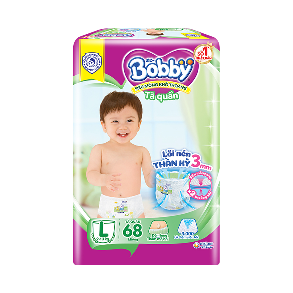 Tã quần Bobby Siêu thoáng M76/L68/XL62/XXL56