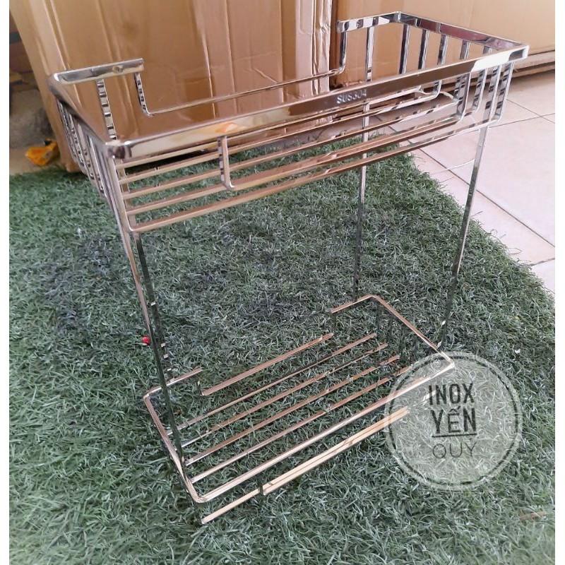 KỆ THẲNG INOX 2 TẦNG NAN DẸT ĐẶC INOX 304