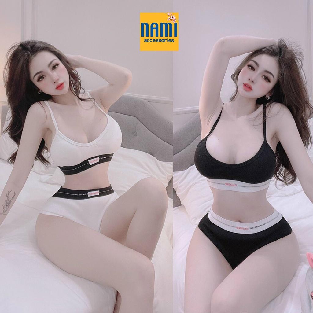 SET BIKINI HAI DÂY PHỐI MÀU VIỀN CHỮ SIÊU SEXY TRẺ TRUNG QUYẾN RŨ NGẤT NGÂY - QANU394