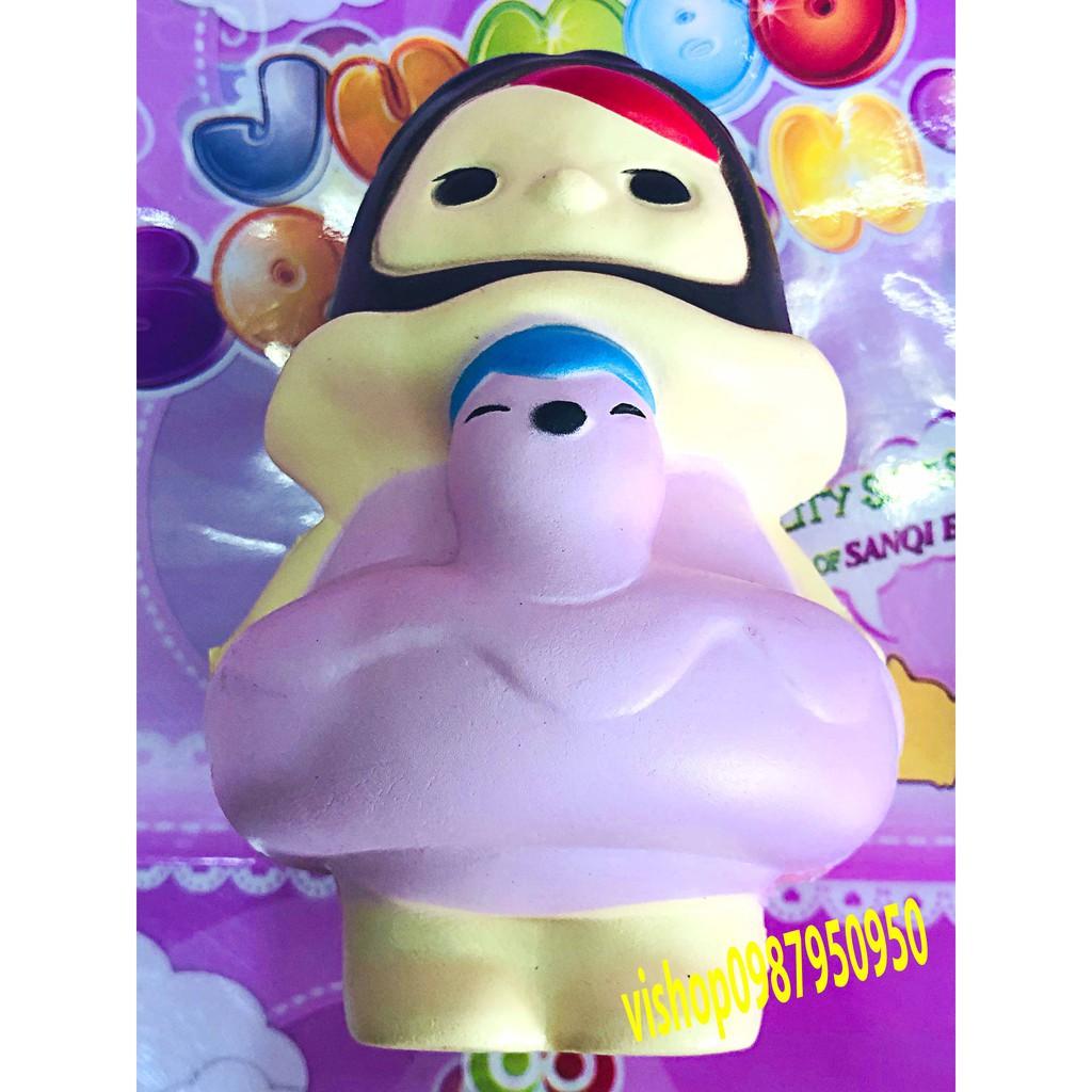 ĐỒ CHƠI SQUISHY  CÔ GÁI VỊT TÓC ĐEN VÁY TÍM