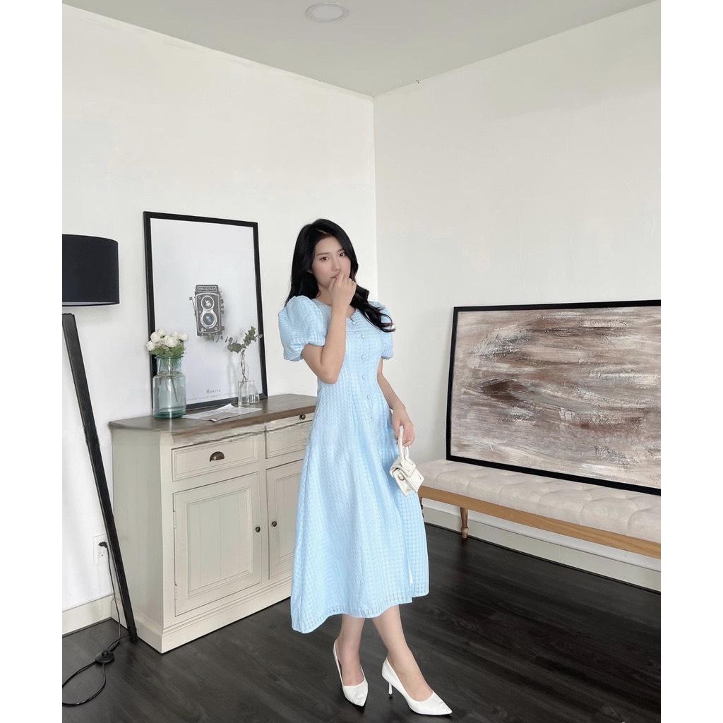 ĐẦM XOÈ CARO NÚT BỌC TAY PHỒNG