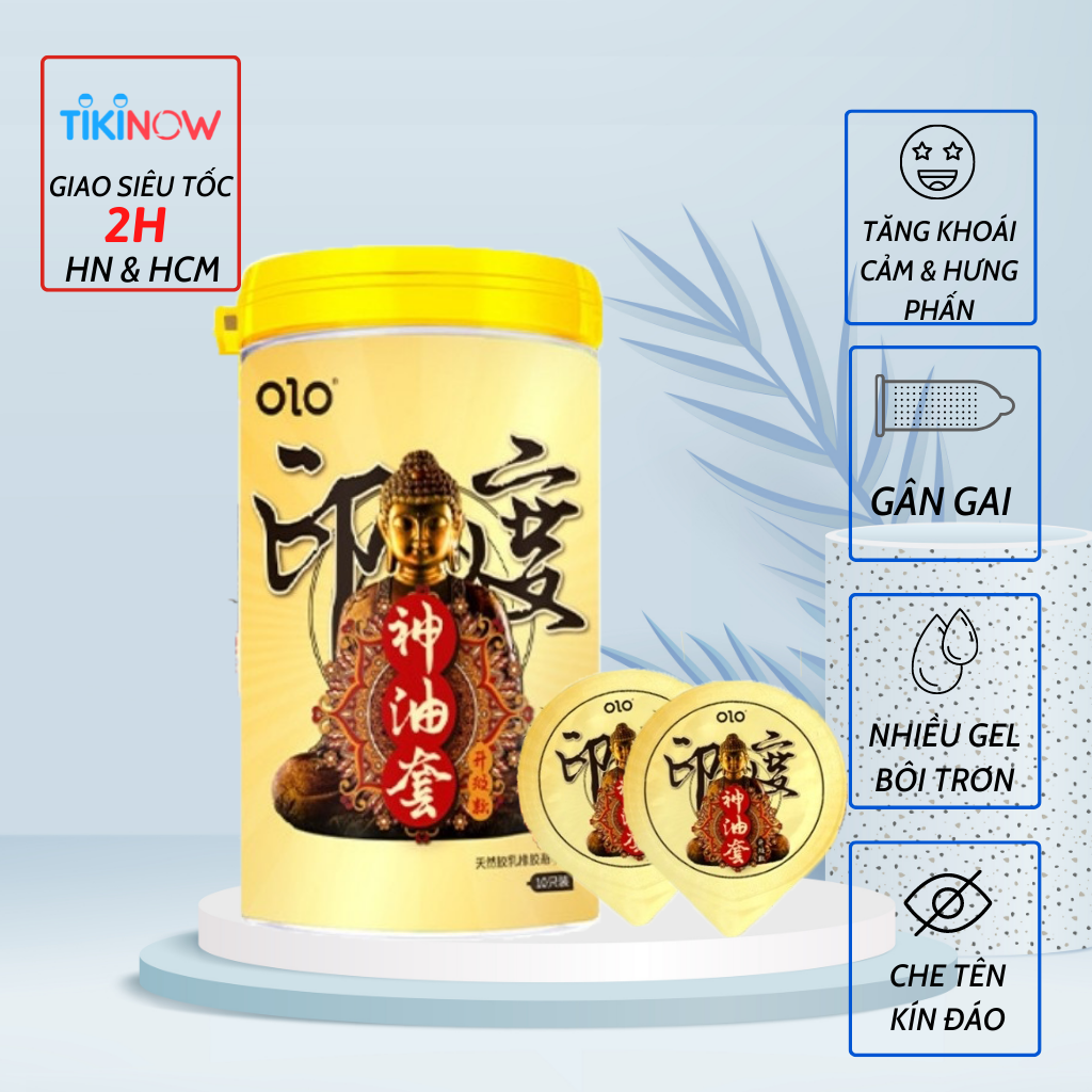 Bao cao su OLO ống phật performa Gân gai, Siêu mỏng, Kéo dài thời gian - Hộp 10 bao