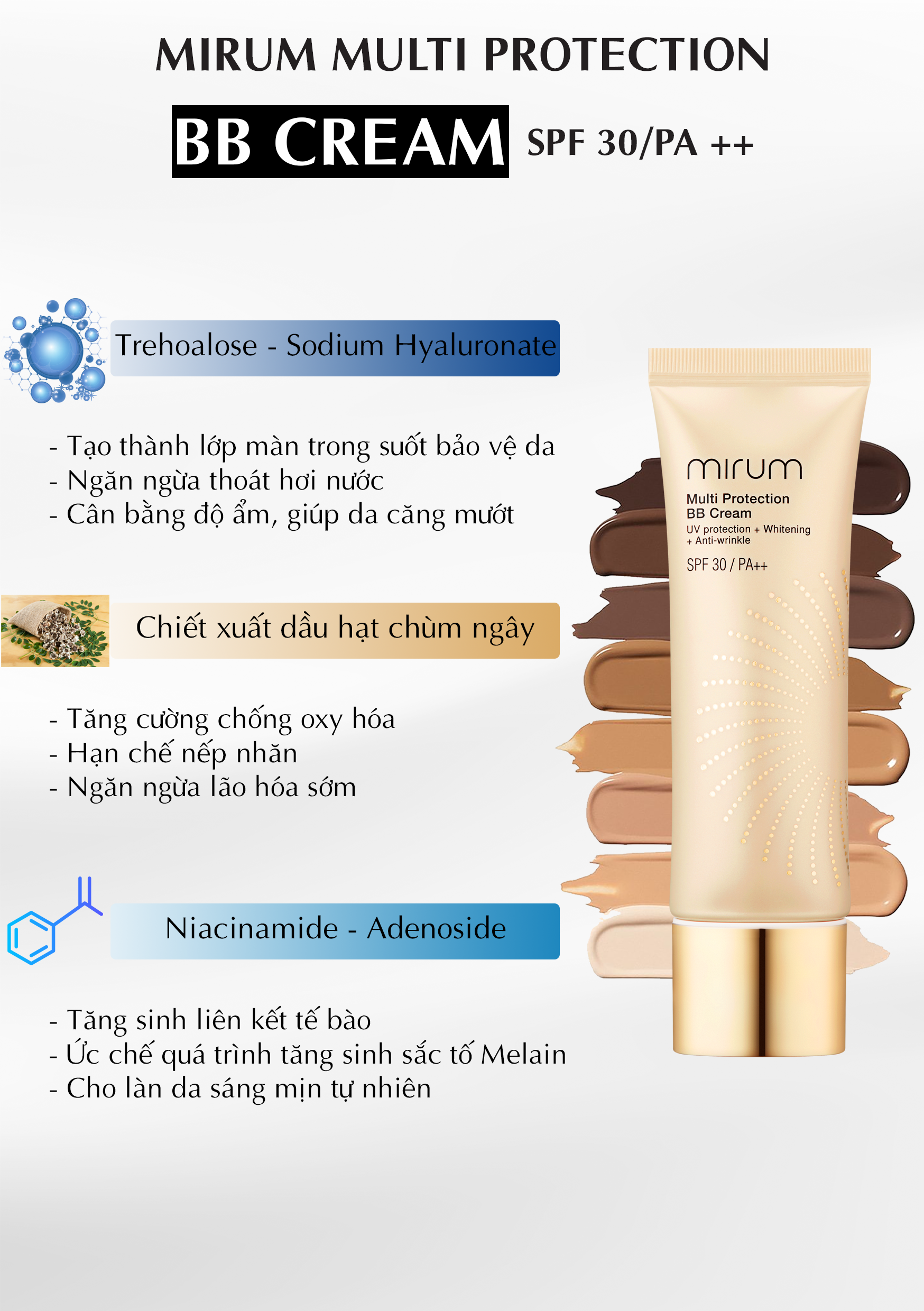 KEM TRANG ĐIỂM MIRUM HÀN QUỐC ĐA TÁC ĐỘNG SPF30/PA++ HỘP 50g