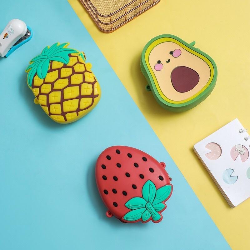 Túi đeo chéo silicon cho bé hình quả dâu dứa bơ đáng yêu