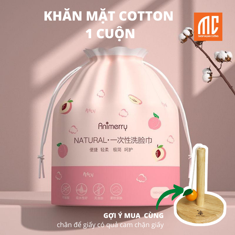 Khăn khô cotton lau mặt đa năng tẩy trang vải không dệt dùng 1 lần Animerry loại tốt