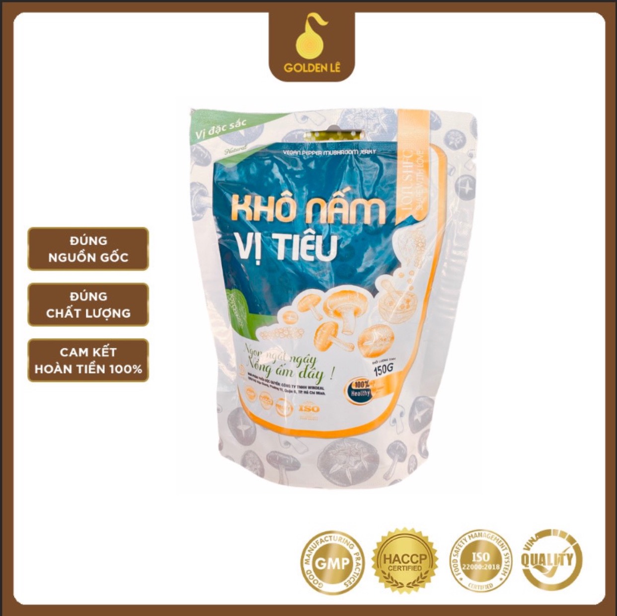 Khô nấm tiêu cay gói 150g - Vegan Peper Mushroom Floss - Golden Lê