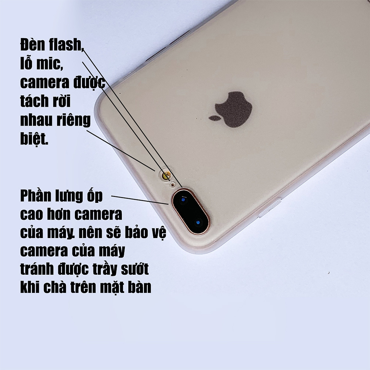 Ốp lưng dành cho iPhone 7 Plus vs iPhone 8 Plus viền dẻo trắng sần nhám cao cấp loại A+