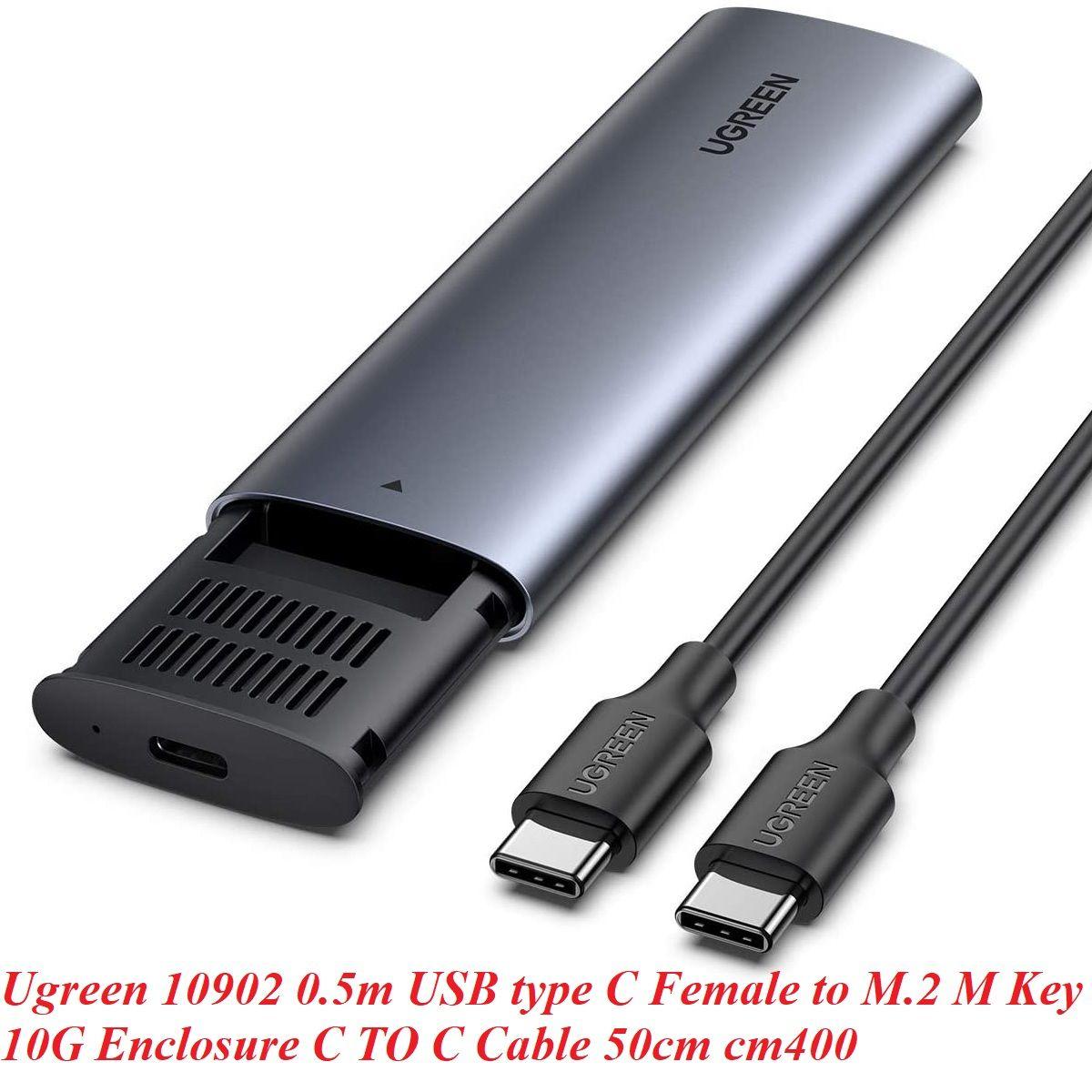 Ugreen UG10902CM400TK 0.5M m.2 nvme usb type c 10gbps hộp ổ cứng ssd màu xám kèm cáp 2 đầu C 3.1 Gen 1 - HÀNG CHÍNH HÃNG