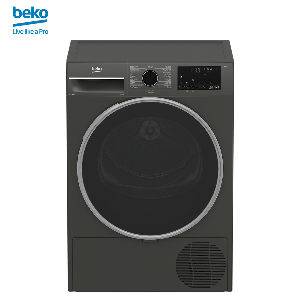 Máy Sấy Quần Áo BEKO Công Nghệ Sấy Ngưng Tụ 9Kg, Sấy Siêu Nhanh, Chống Nhăn, Diệt Khuẩn - B3T4319M - Hàng Chính Hãng