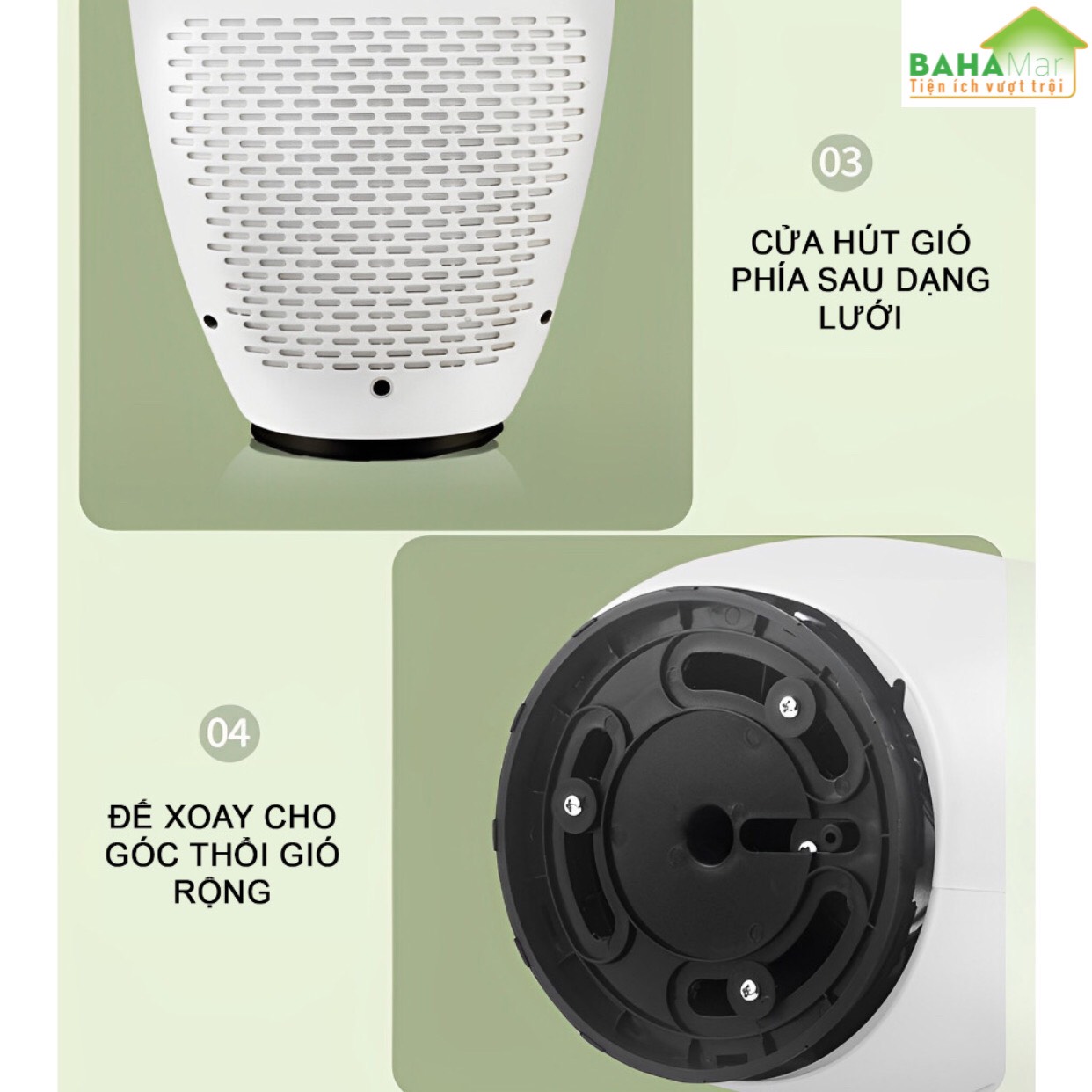 QUẠT THÁP KHÔNG CÁNH SIÊU ÊM TIẾT KIỆM ĐIỆN, XOAY ĐẢO KHÔNG KHÍ TIỆN LỢI "BAHAMAR" công nghệ mới, siêu êm, siêu tiết kiệm điện