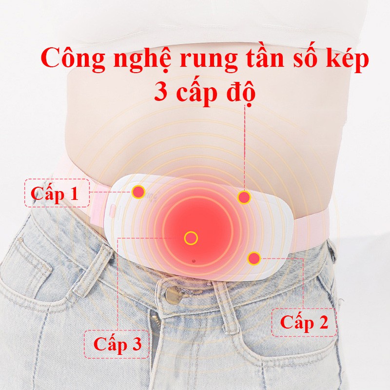 Máy chườm nóng hỗ trợ giảm đau bụng kinh có 3 mức nhiệt, Pin sạc UBS, món quà ý nghĩa tặng người yêu