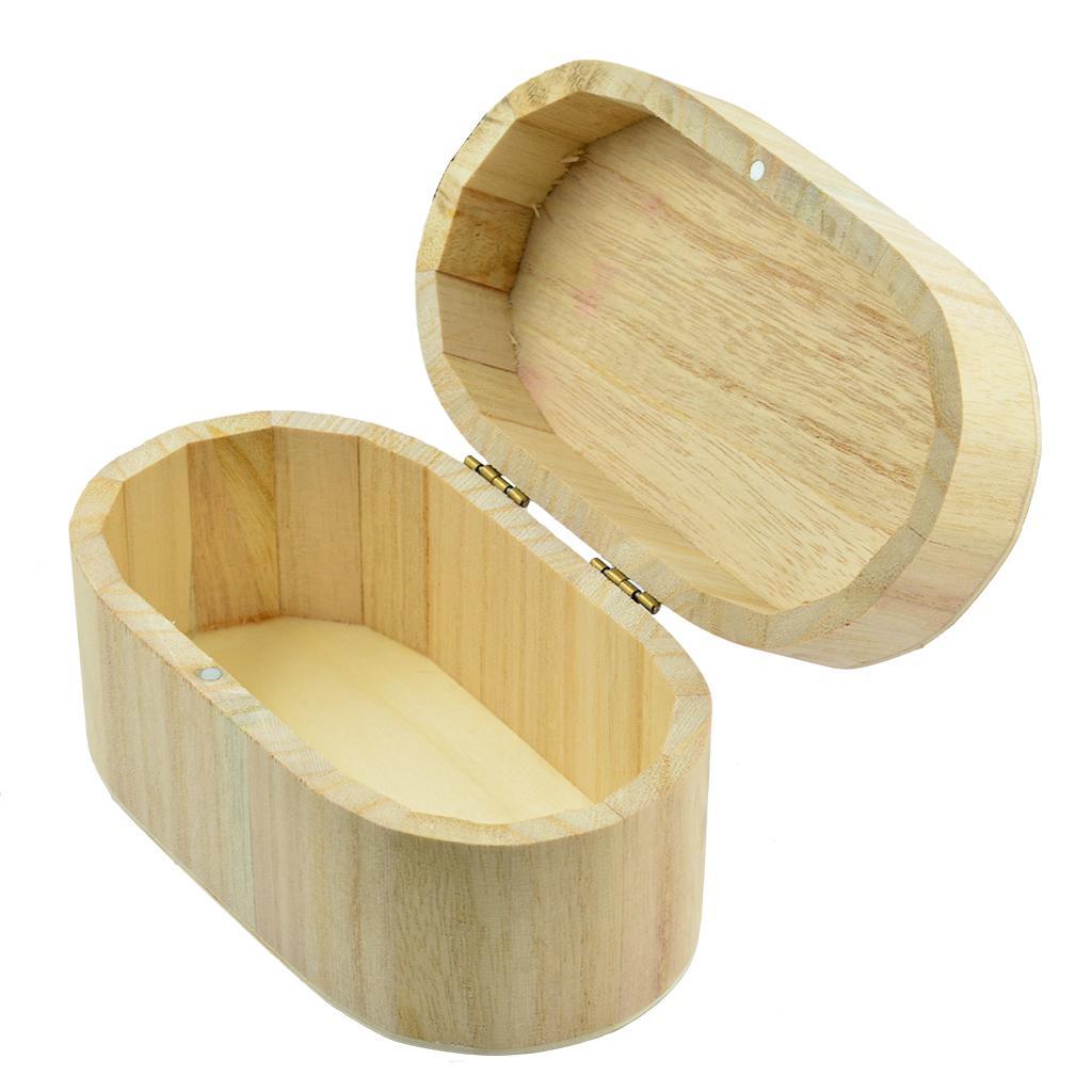 2x Oval Shape Unfinished Wood Wooden Box Jewelry Gift Box Case for DIY Craft