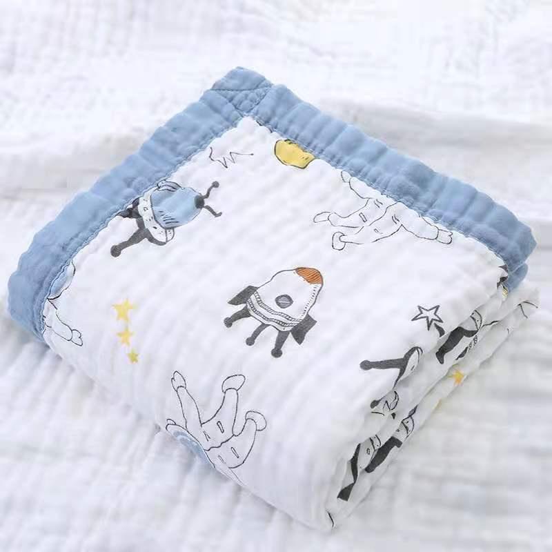 Mới Hoạt Hình Muslin Khăn Cho Bé Chăn Đầm Tắm Bé Sơ Sinh Rửa Lau Chăn Ga Gối Tiếp Liệu 110x110CM