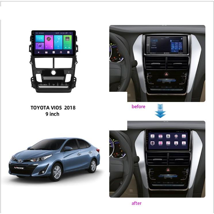 Màn Hình 9 inch Cho Xe VIOS 2018-2020, Đầu DVD Android Tiếng Việt Kèm Mặt Dưỡng Giắc Zin Xe TOYOTA VIOS