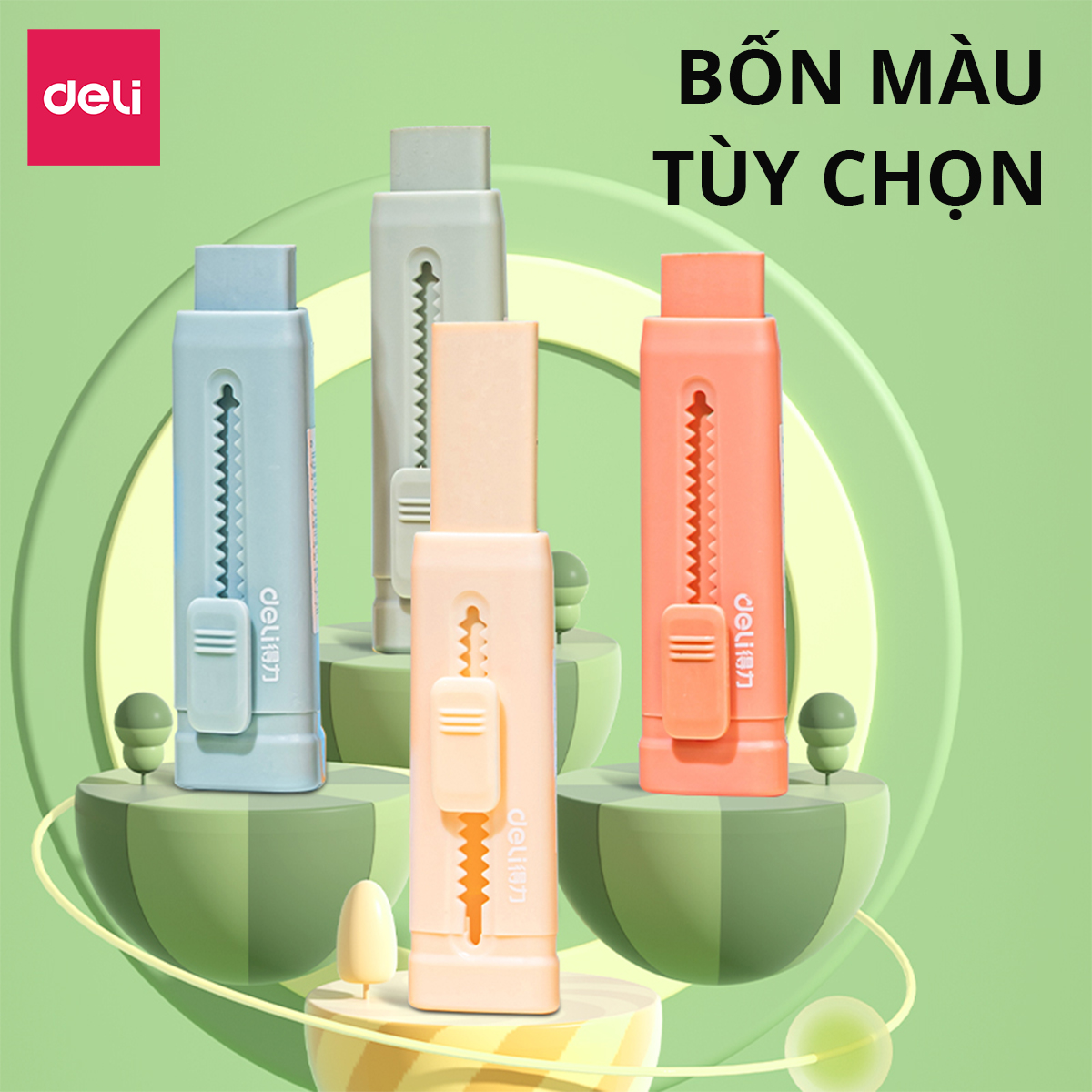 Gôm Tẩy Chì Tam Giác Dạng Kéo Màu Pastel Deli - Không Dính Tay, Không Bụi Bẩn Tiện Dụng Cho Học Sinh - Màu Ngẫu Nhiên