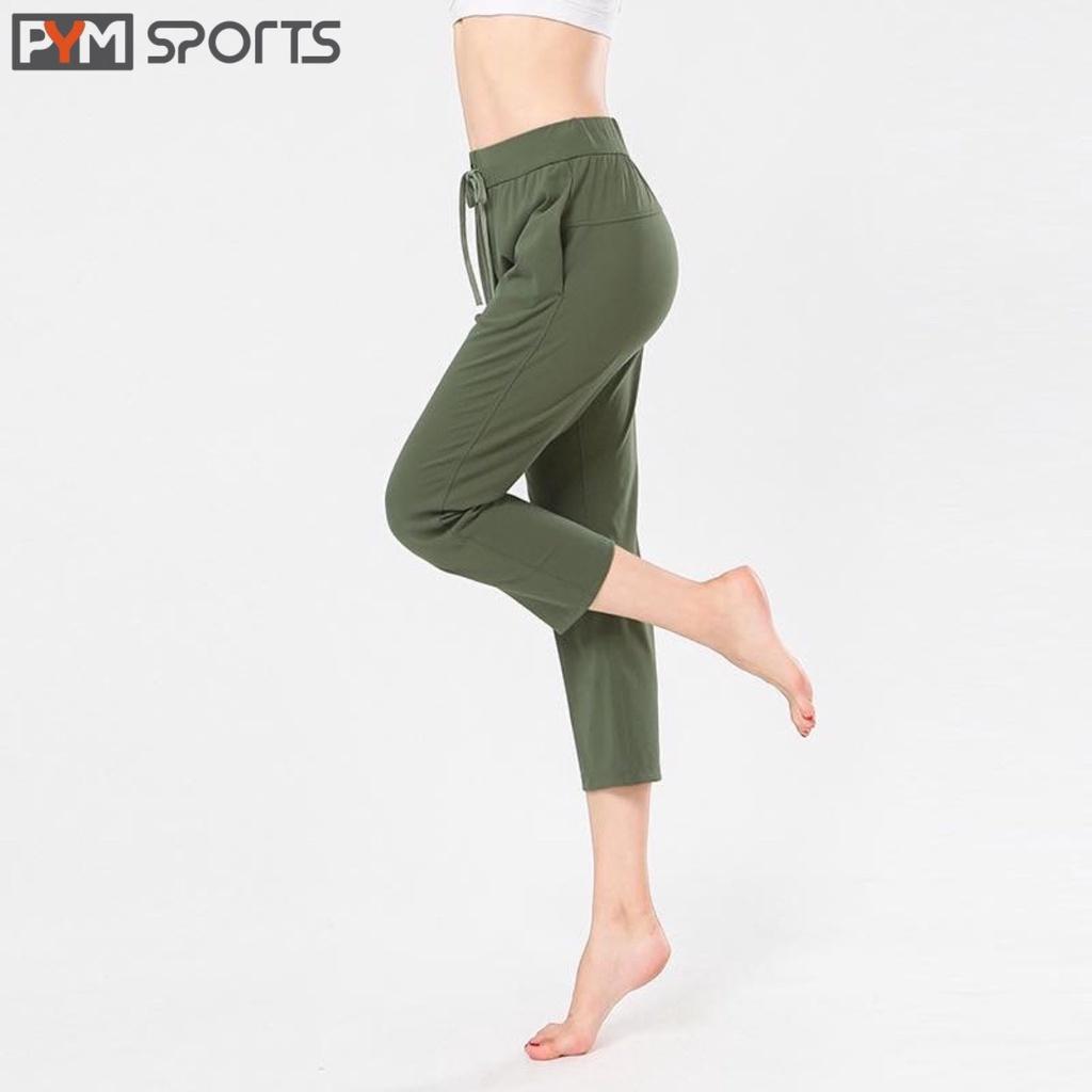 Quần Tập Yoga, Gym dáng xuông PYMSPORT - PYMY021 Co Giãn 4 Chiều, 4 màu Đen, Xanh bộ đội, ghi, xanh than