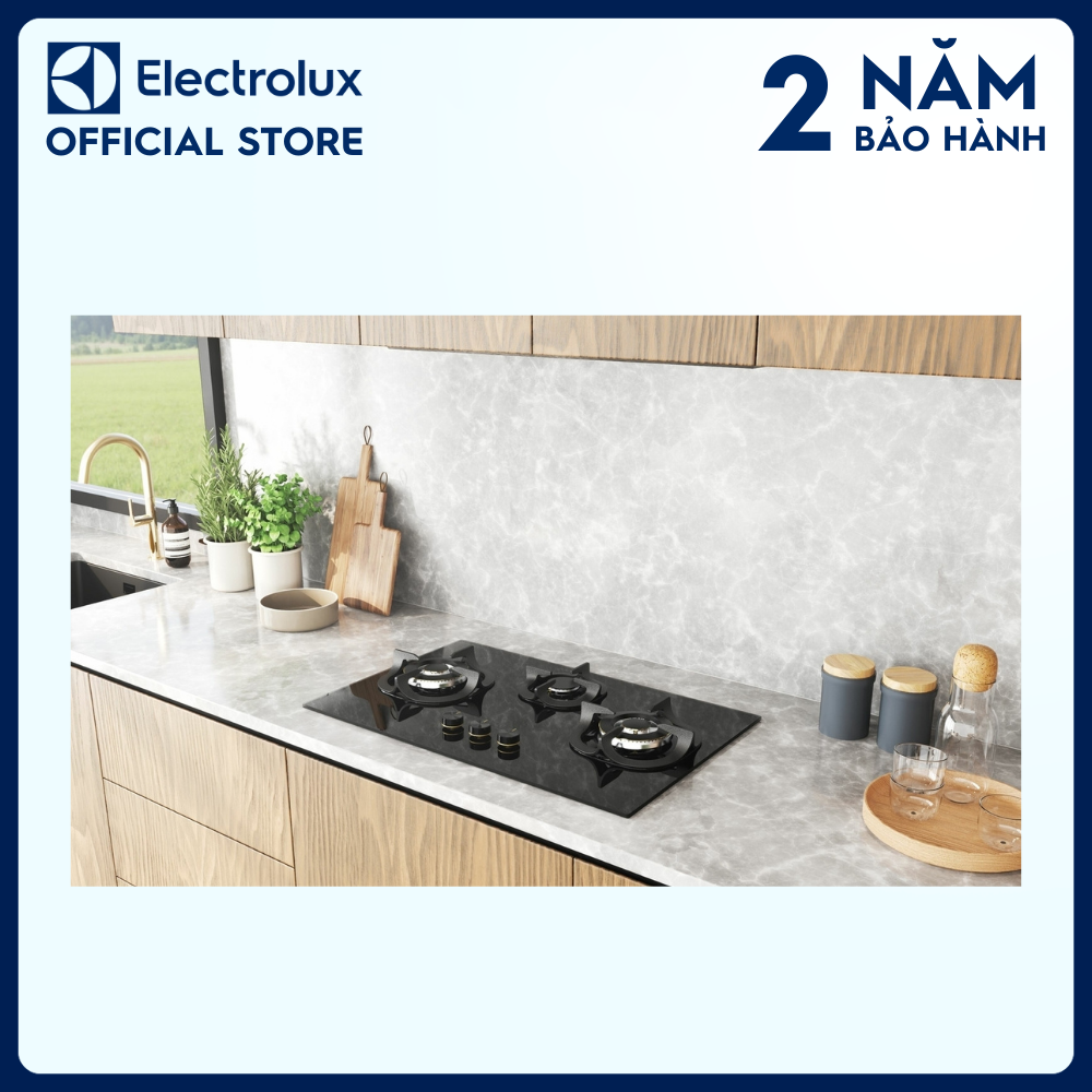 Bếp ga âm Electrolux EHG8321BC 3 vùng nấu 80cm - Tiết kiệm năng lượng, ngắt ga tự động, kiềng gang chuyên dụng, dễ vệ sinh [Hàng chính hãng]