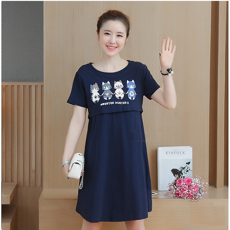 ĐẦM BẦU COTTON CÓ CHỖ CHO BÉ TY CUTE CHO MẸ BẦU DR2531