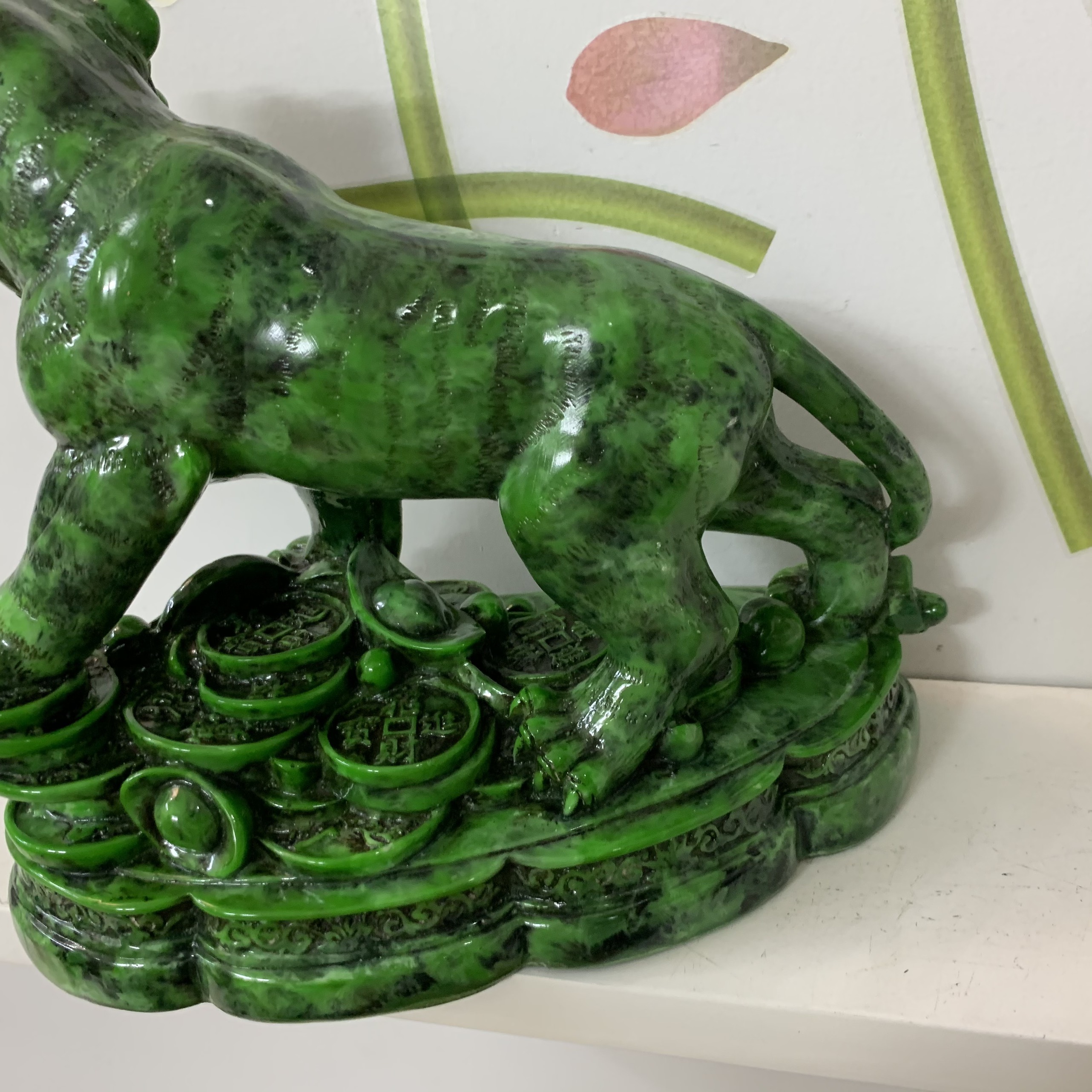 Tượng đá con Hổ trang trí phong thủy - Màu xanh lục bích - Cao 18cm